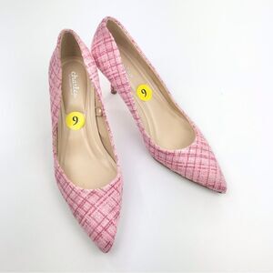 Charles David ANGELICA Pink White Sparkle Tweed Pointed Toe Classic Heel Pumps